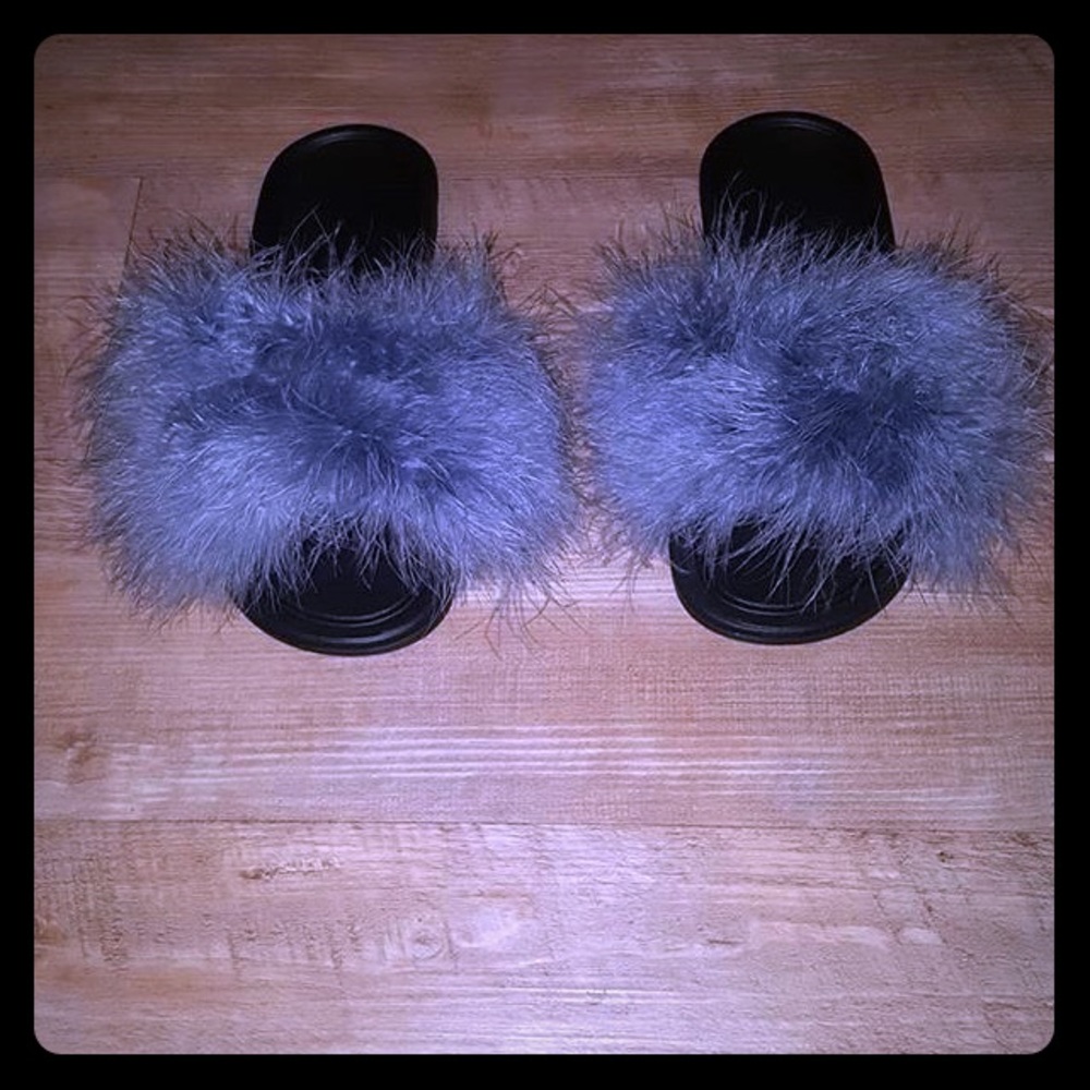 Vintage Rose custom fur slides